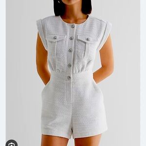 Express White Tweed Romper
